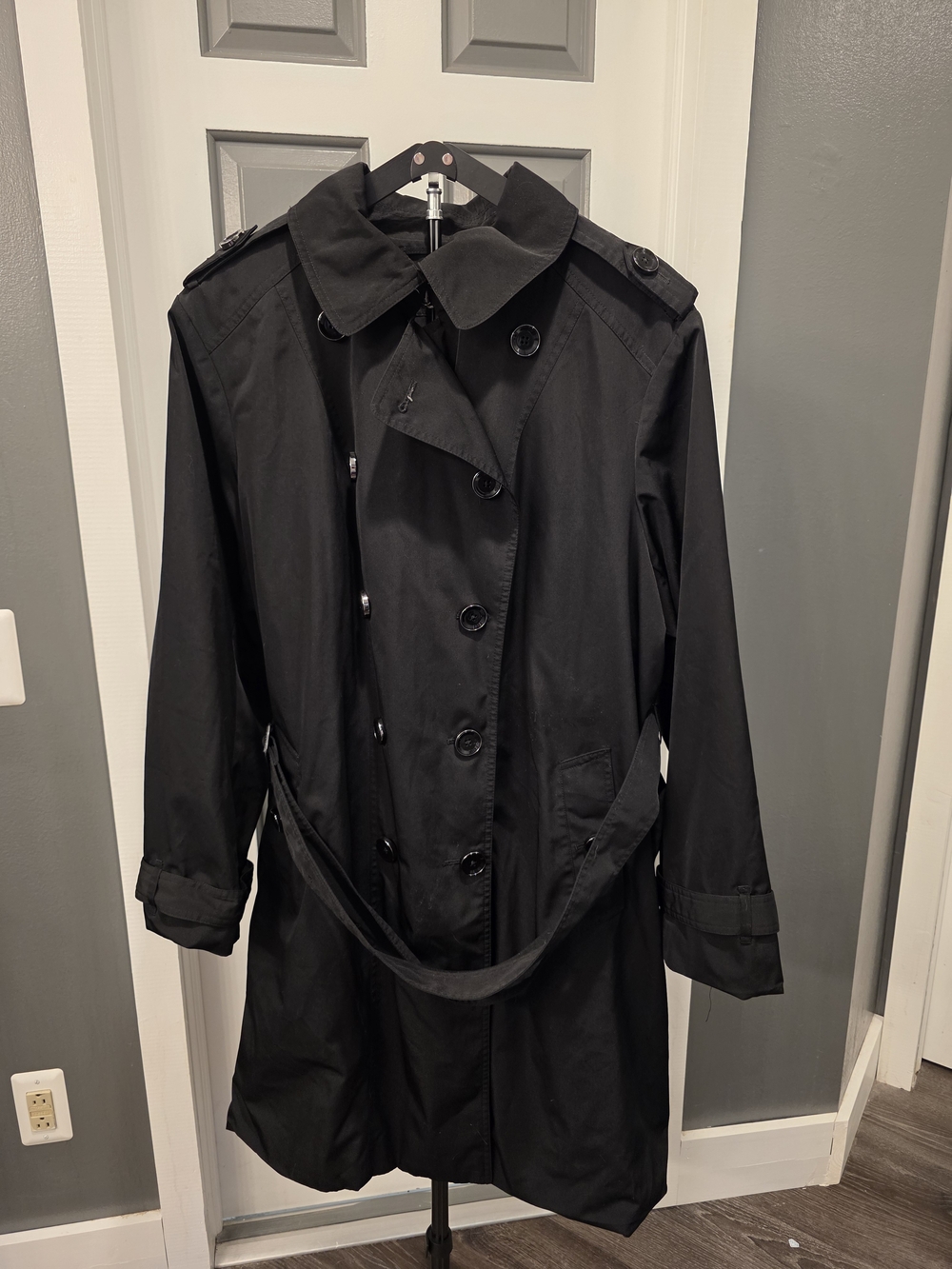 London Fog Black Double-Breasted Trench Coat